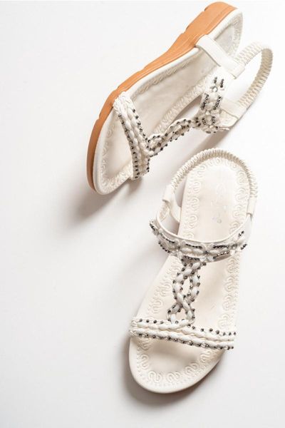 sandals white female, Black