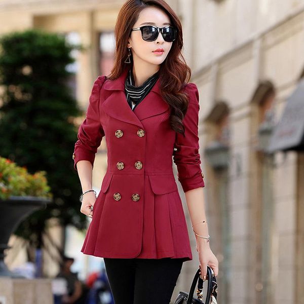 women's trench coats spring windbreaker jacket korean style lapel double-breasted ruffled coat, Tan;black
women's trench coats spring windbreaker jacket korean style lapel double-breasted ruffled coat, Tan;black