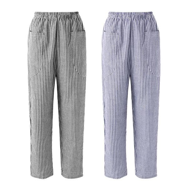 women elastic waist striped pockets loose cotton linen long harem pants casual overalls trousers women's & capris, Black;white
women elastic waist striped pockets loose cotton linen long harem pants casual overalls trousers women's & capris, Black;white