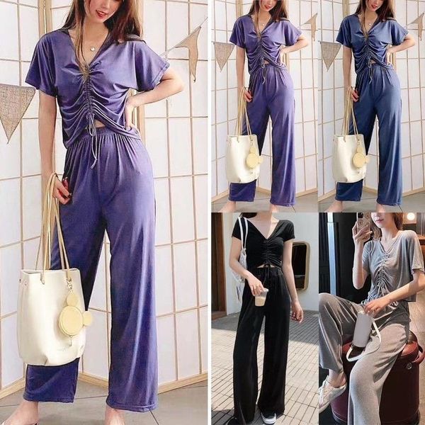 women's pants & capris women short sleeve long set ladies deep v neck elastic waist slim cooling plus size, Black;white
women's pants & capris women short sleeve long set ladies deep v neck elastic waist slim cooling plus size, Black;white
