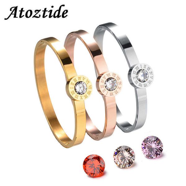 atoztide interchangeable 7 colors cz stone roman numbers bangle charm women stainless steel exchange bracelets christmas gift q0717, Black
atoztide interchangeable 7 colors cz stone roman numbers bangle charm women stainless steel exchange bracelets christmas gift q0717, Black