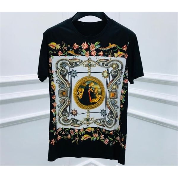 t shirts 20ss fashion floral flower crown gothic diamond print cotton tee for men, White;black
t shirts 20ss fashion floral flower crown gothic diamond print cotton tee for men, White;black