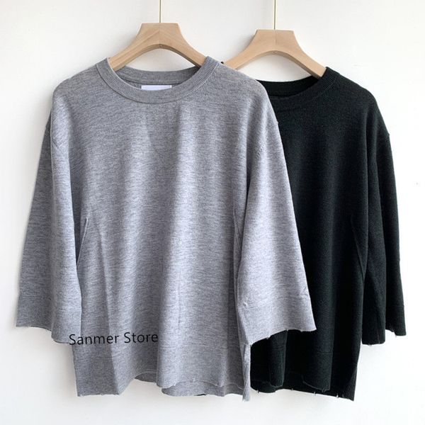 sweaters three quarter sleeve sweater women's o-neck cashmere star knit fashion style, White;black
sweaters three quarter sleeve sweater women's o-neck cashmere star knit fashion style, White;black