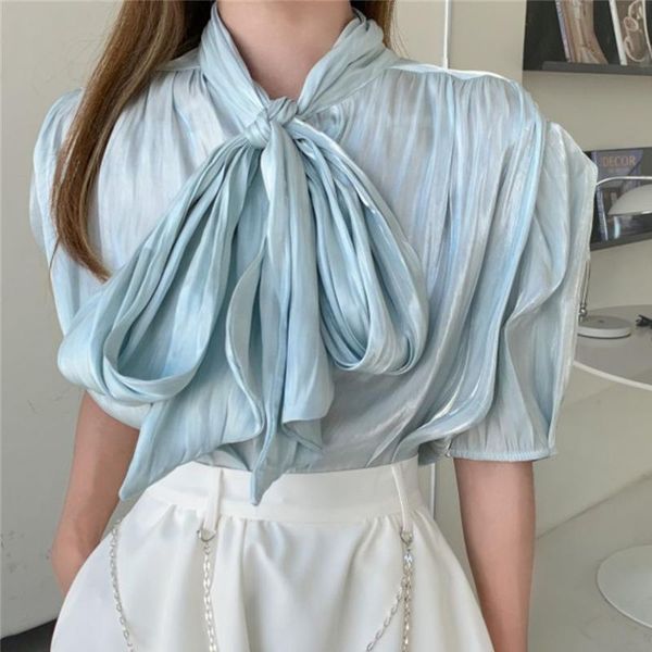 women's blouses & shirts hzirip lace-up luster bow office lady short sleeves streetwear 2021 loose summer women casual vintage, White
women's blouses & shirts hzirip lace-up luster bow office lady short sleeves streetwear 2021 loose summer women casual vintage, White