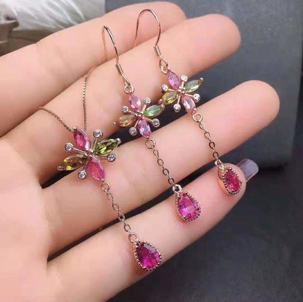 fidelity natural 4*6mm tourmaline s925 sterling silver flowers fine jewelry sets for women party color gemstone bracelet, earrings & necklac, Black
fidelity natural 4*6mm tourmaline s925 sterling silver flowers fine jewelry sets for women party color gemstone bracelet, earrings & necklac, Black