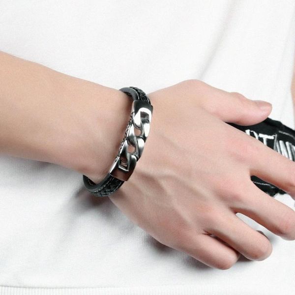 charm bracelets misheng stainless steel jewelry men's leather bracelet link chain fashion brand accessories 2021 boyfriend gift, Golden;silver
charm bracelets misheng stainless steel jewelry men's leather bracelet link chain fashion brand accessories 2021 boyfriend gift, Golden;silver