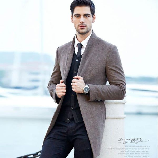 business single breasted men wool trench coat designer casual turn-down collar woolen overcoat formal outwear men's & blends, Black
business single breasted men wool trench coat designer casual turn-down collar woolen overcoat formal outwear men's & blends, Black