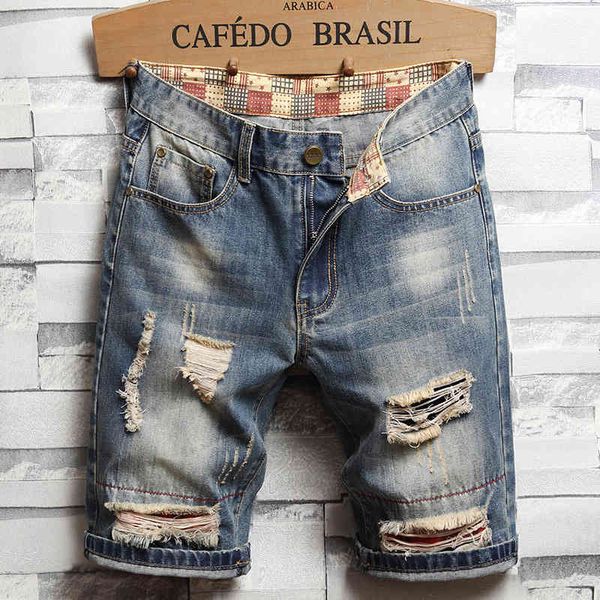 jeans do old fashion brand hole denim shorts men's half length pants beggars loose straight, Blue
jeans do old fashion brand hole denim shorts men's half length pants beggars loose straight, Blue