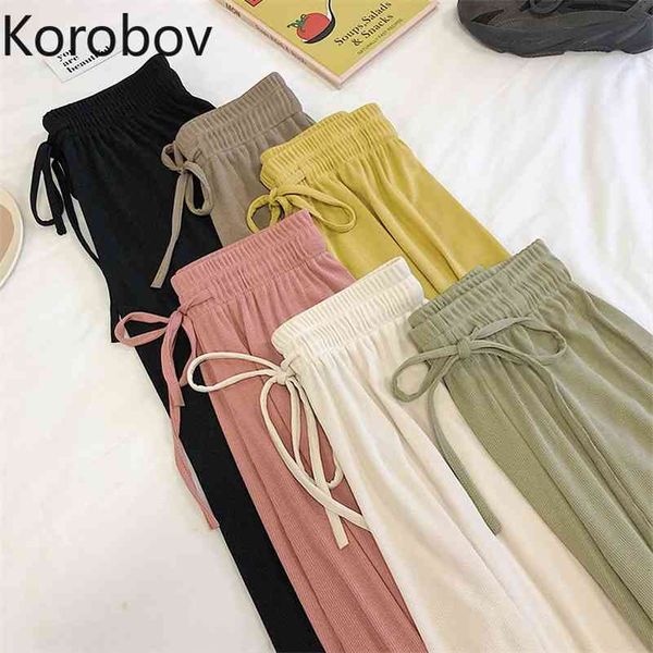 korobov new arrival loose casual women trousers summer chic lacing bow wide leg pants harajuku solid female joggers 210430, Black;white
korobov new arrival loose casual women trousers summer chic lacing bow wide leg pants harajuku solid female joggers 210430, Black;white