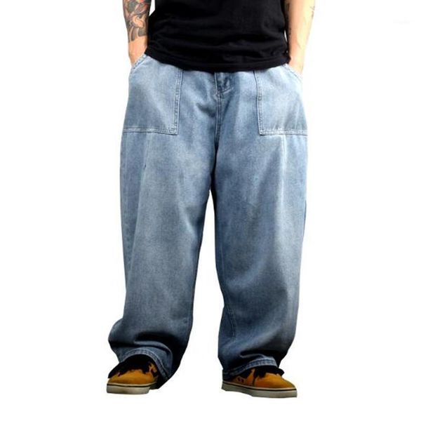 men's jeans plus size loose straight leg hip hop casual wide pants fat skateboard, Blue
men's jeans plus size loose straight leg hip hop casual wide pants fat skateboard, Blue