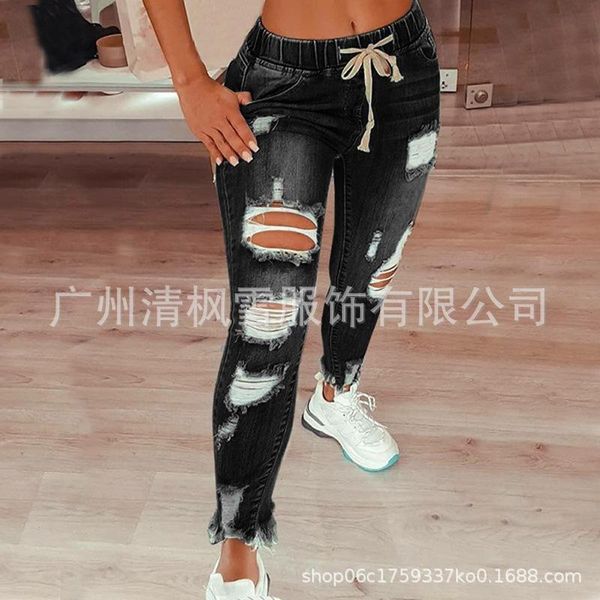 plus size fashion high waist pants distressed woman denim european style vintage female trouser women's jeans, Blue
plus size fashion high waist pants distressed woman denim european style vintage female trouser women's jeans, Blue