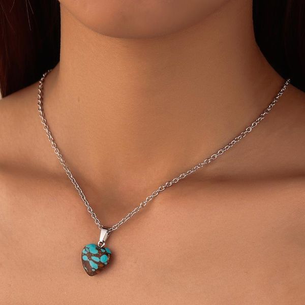 pendant necklaces european and american fashion ocean heart necklace temperament heart-shaped pattern turquoise, Silver
pendant necklaces european and american fashion ocean heart necklace temperament heart-shaped pattern turquoise, Silver