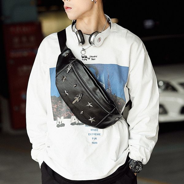 pockets oblique straddle chest bag korean fashion personalized rivet youth tide brand versatile back backpack soft surface
pockets oblique straddle chest bag korean fashion personalized rivet youth tide brand versatile back backpack soft surface