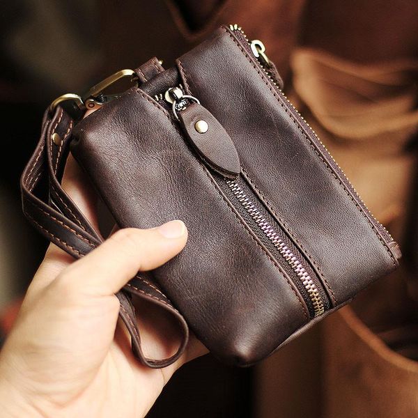 retro fashion natural real leather key bag head layer cowhide coin purse zipper handmade mini wallets, Red;black
retro fashion natural real leather key bag head layer cowhide coin purse zipper handmade mini wallets, Red;black