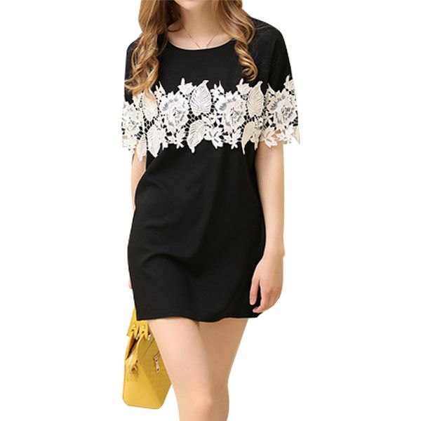 plus size s-5xl women's summer fashion short sleeve loose black neck ladies dress wl30, Black;gray
plus size s-5xl women's summer fashion short sleeve loose black neck ladies dress wl30, Black;gray