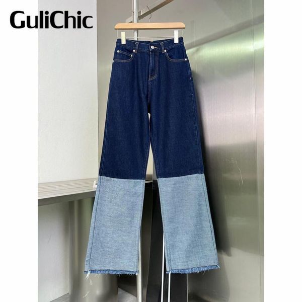 women's jeans 11.10 gulichic women casual comfortable patchwork contrast color denim waist straight, Blue
women's jeans 11.10 gulichic women casual comfortable patchwork contrast color denim waist straight, Blue