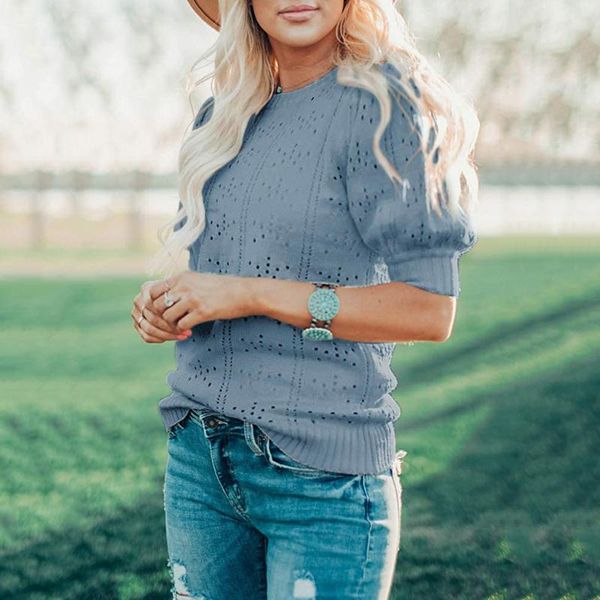 women's t-shirt fashion women casual knitting half sleeve o-neck summer solid loose hollow out comfy all-match shirt camiseta verano #g, White
women's t-shirt fashion women casual knitting half sleeve o-neck summer solid loose hollow out comfy all-match shirt camiseta verano #g, White