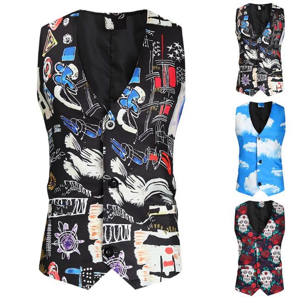 men's vests skull rose printed mens suit vest coat single-breasted fashion slim fit waistcoat autumn winter suits plus sized, Black;white
men's vests skull rose printed mens suit vest coat single-breasted fashion slim fit waistcoat autumn winter suits plus sized, Black;white