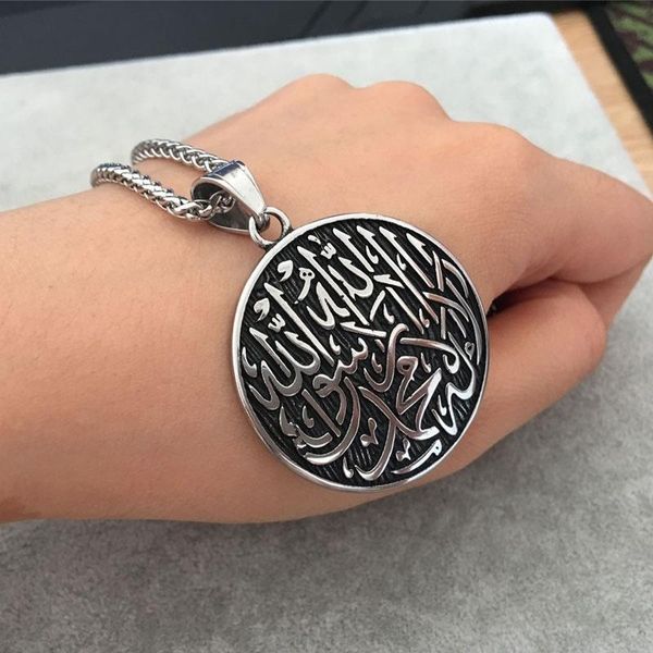 pendant necklaces men's retro style necklace casual jewelry amulet muslim mantra round link chain, Silver
pendant necklaces men's retro style necklace casual jewelry amulet muslim mantra round link chain, Silver