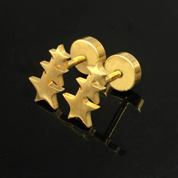 stud screw earring stainless steel gold star anti-allergy fashion jewelry for women/girls, Golden;silver
stud screw earring stainless steel gold star anti-allergy fashion jewelry for women/girls, Golden;silver