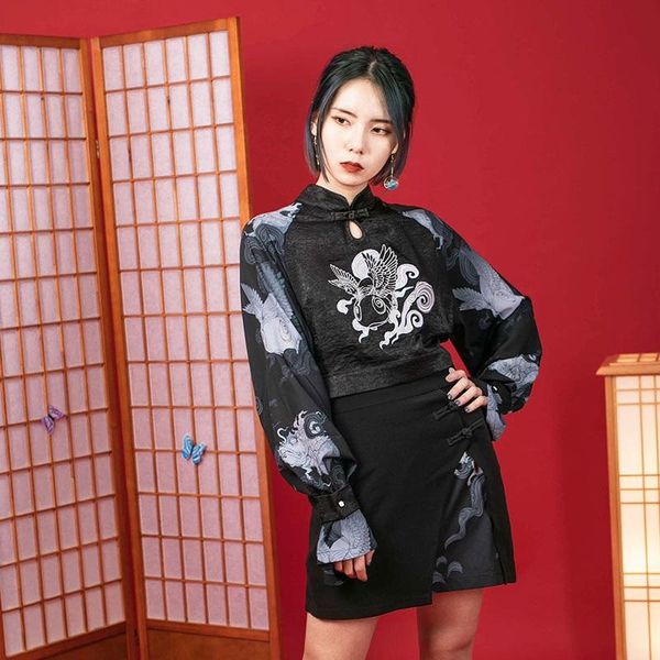 ethnic clothing black chinese style women asian streetwear shirt crop-harakuju cheongsam womens and blouses 2021, Red
ethnic clothing black chinese style women asian streetwear shirt crop-harakuju cheongsam womens and blouses 2021, Red