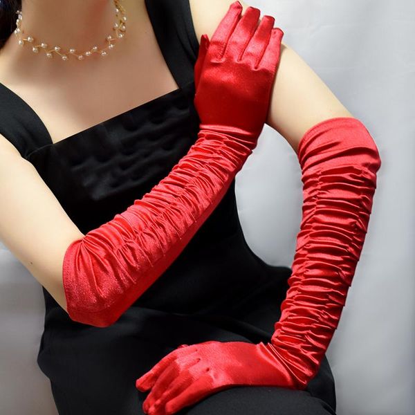 five fingers gloves 1pair black red white women' long satin full finger glove wrinkle design evening dress dance performance, Blue;gray
five fingers gloves 1pair black red white women' long satin full finger glove wrinkle design evening dress dance performance, Blue;gray