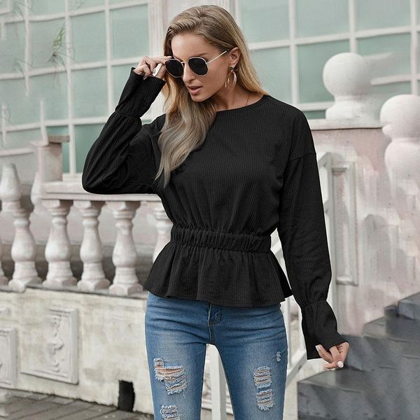 women's t-shirt round neck waist pleated pullover ladies streetwear black long sleeve women clothes 2021 spring and summer y, White
women's t-shirt round neck waist pleated pullover ladies streetwear black long sleeve women clothes 2021 spring and summer y, White
