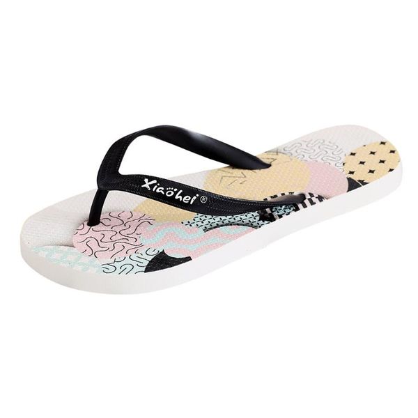 slippers womail pvc casual shoes women printed flat bottom beach round head opening womens summer 2021, Black 
slippers womail pvc casual shoes women printed flat bottom beach round head opening womens summer 2021, Black