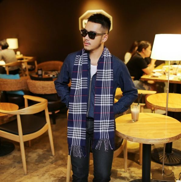 men's plaid warm scarf in winter scarves, Blue;gray
men's plaid warm scarf in winter scarves, Blue;gray