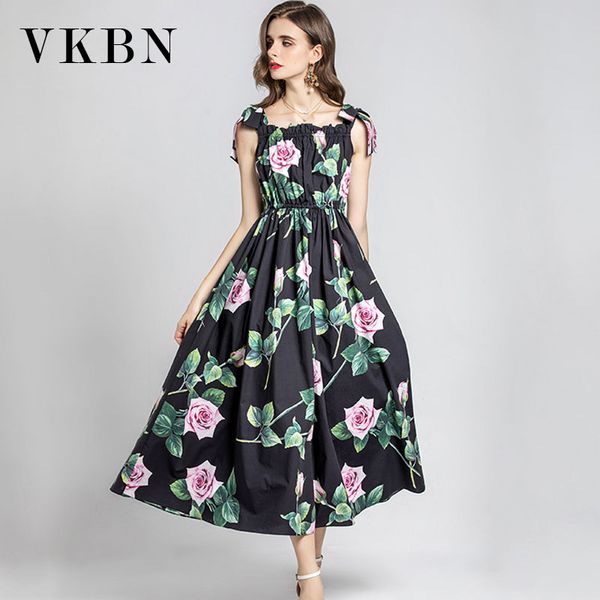 vkbn summer dress women spaghetti strap slash neck elastic waist fshion rose print s sleeveless dresses long 210507, Black;gray
vkbn summer dress women spaghetti strap slash neck elastic waist fshion rose print s sleeveless dresses long 210507, Black;gray