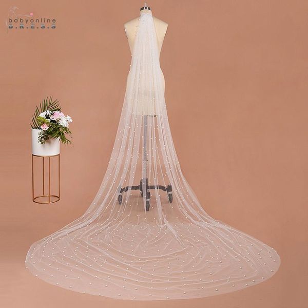 bridal veils veu de noiva luxury pearls 3m cathedral wedding veil with metal comb voile mariage one layer soft tulle, Black
bridal veils veu de noiva luxury pearls 3m cathedral wedding veil with metal comb voile mariage one layer soft tulle, Black