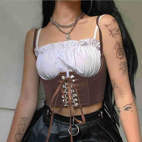 belts 2021 fashion women's chest support vest metal buckle pu leather tight fitting camisole push up corsets for female sculpting top, Black;brown
belts 2021 fashion women's chest support vest metal buckle pu leather tight fitting camisole push up corsets for female sculpting top, Black;brown
