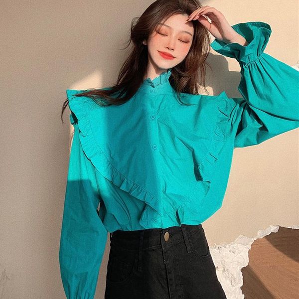 women's blouses & shirts shirt french autumn and winter fashion all-match ruffled half-high collar was thin design blouse, White
women's blouses & shirts shirt french autumn and winter fashion all-match ruffled half-high collar was thin design blouse, White