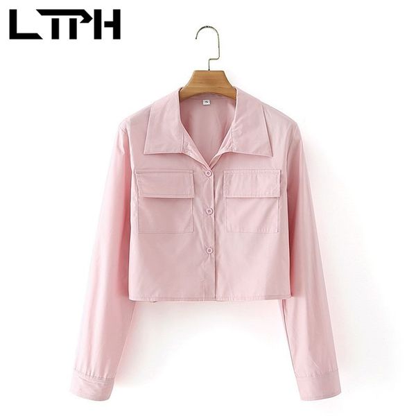 ltph korean fashion pink shirt double pocket single breasted loose short blouses women casual thin shirts spring 210423, White
ltph korean fashion pink shirt double pocket single breasted loose short blouses women casual thin shirts spring 210423, White