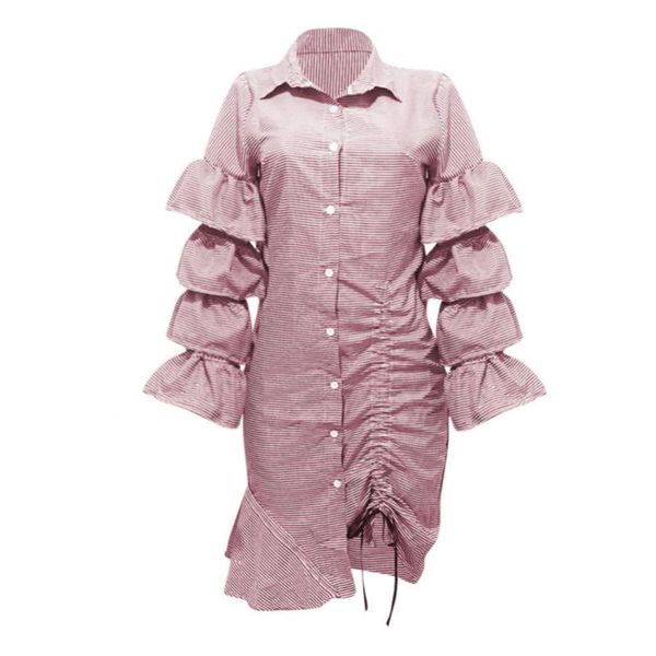 casual dresses 2021 women hollow ruffled sleeve button striped drawstring irregular midi dress, Black;gray
casual dresses 2021 women hollow ruffled sleeve button striped drawstring irregular midi dress, Black;gray