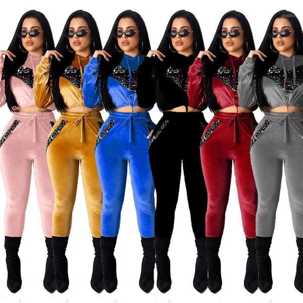 two piece dress women velvet tracksuit set club outfits warm winter long sleeve sequin pant casual jogging femme matching sets, White
two piece dress women velvet tracksuit set club outfits warm winter long sleeve sequin pant casual jogging femme matching sets, White