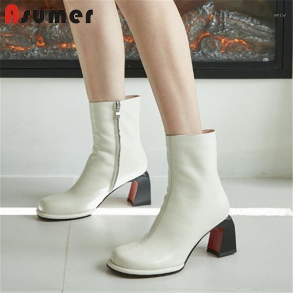 boots asumer 2021 explosions genuine leather shoes women round toe zip simple high heels dress ankle1, Black
boots asumer 2021 explosions genuine leather shoes women round toe zip simple high heels dress ankle1, Black