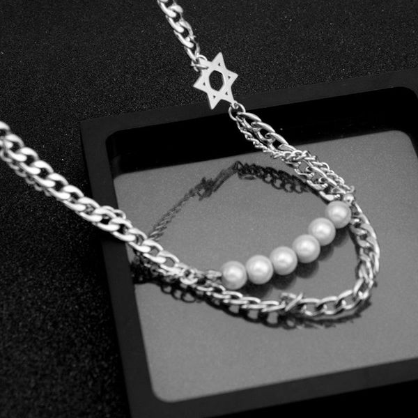 chokers double layered chain luminous pearl charm pendant stainless steel necklace for women men star of david vintage jewelry, Golden;silver
chokers double layered chain luminous pearl charm pendant stainless steel necklace for women men star of david vintage jewelry, Golden;silver