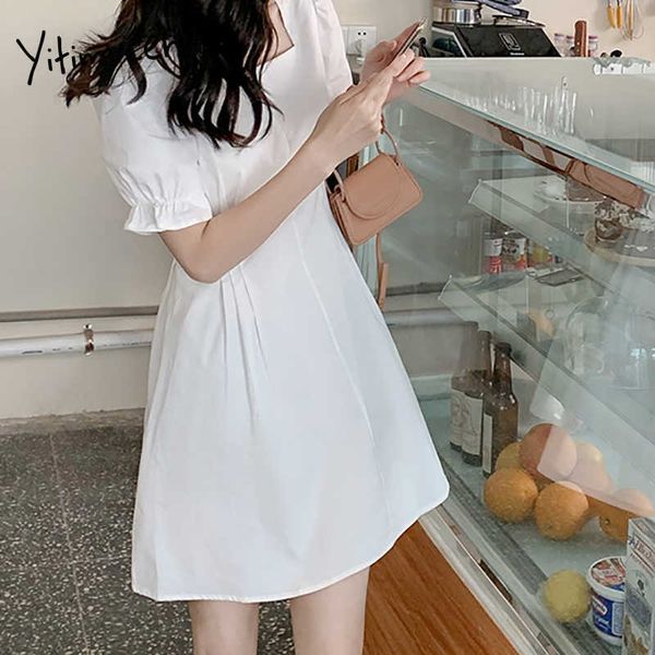 yitimuceng vintage dresses for women summer zipper casual mini dress korean fashion short puff sleeve black white sundress 210601, Black;gray
yitimuceng vintage dresses for women summer zipper casual mini dress korean fashion short puff sleeve black white sundress 210601, Black;gray