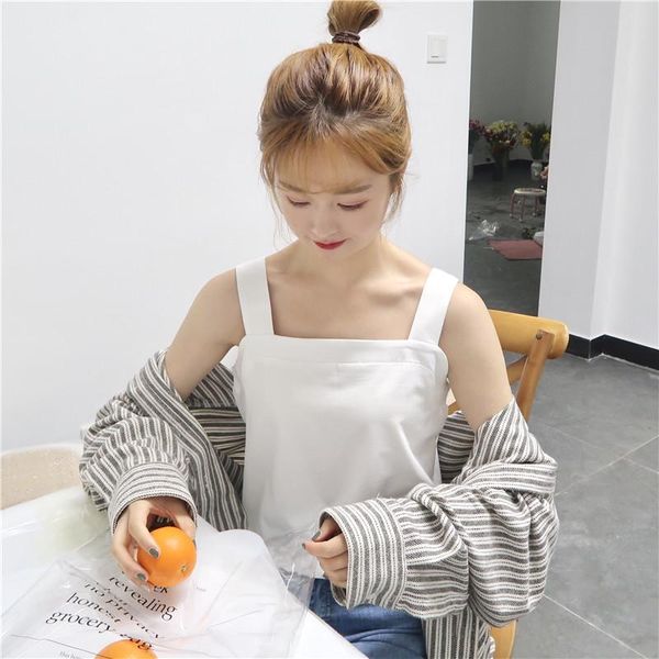 camis korean version style women's clothing fashion sleeveless short solid small fresh thin female tank summer t-shirt, White
camis korean version style women's clothing fashion sleeveless short solid small fresh thin female tank summer t-shirt, White