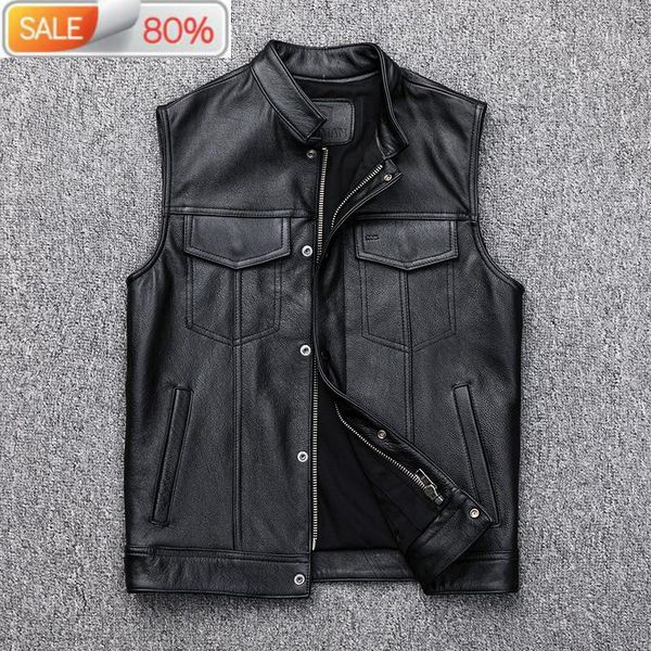 men's leather & faux genuine vest sleeveless real cow coat motorcycle jacket man short vests for men jackets 2021 j2714, Black
men's leather & faux genuine vest sleeveless real cow coat motorcycle jacket man short vests for men jackets 2021 j2714, Black