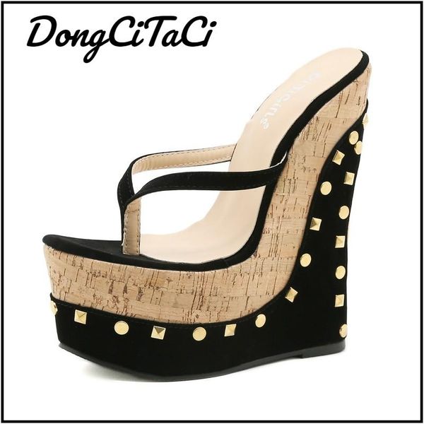 dress shoes dongcitaci fashion summer wedges women sandals flip flop rivet ladies platform high heels size 35-42, Black
dress shoes dongcitaci fashion summer wedges women sandals flip flop rivet ladies platform high heels size 35-42, Black