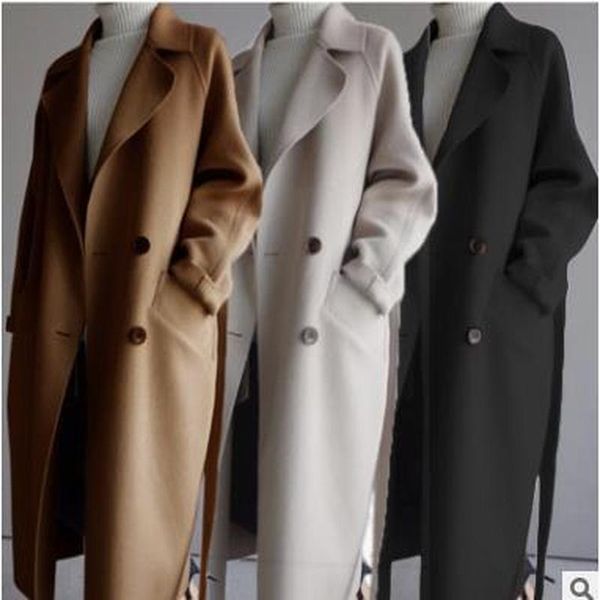 women's wool & blends coat 2021 autumn and winter wear south korea medium long loose over knee waist yuansufeng woolen, Black
women's wool & blends coat 2021 autumn and winter wear south korea medium long loose over knee waist yuansufeng woolen, Black
