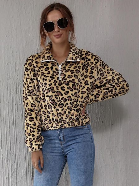 winter style ladies high-necked thick warm plush slim leopard print jacket fleece short hoodie women's hoodies & sweatshirts, Black
winter style ladies high-necked thick warm plush slim leopard print jacket fleece short hoodie women's hoodies & sweatshirts, Black