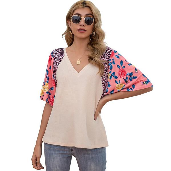 shirt women v-neck short sleeve floral print patchwork ladies loose casual streetwear 2021 summer femme shirts women's t-shirt, White
shirt women v-neck short sleeve floral print patchwork ladies loose casual streetwear 2021 summer femme shirts women's t-shirt, White