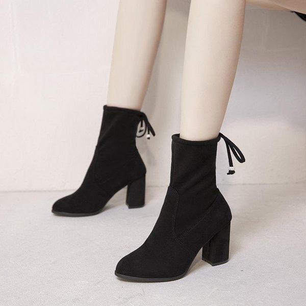 boots boots, short boot women's thick heel elastic round head net red skinny fashionable mid low, Black
boots boots, short boot women's thick heel elastic round head net red skinny fashionable mid low, Black
