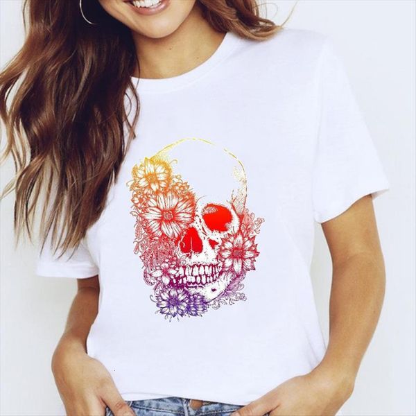 graphic skull flower trend women t shirt fashion casual short sleeve summer spring lady clothes tees print female, White
graphic skull flower trend women t shirt fashion casual short sleeve summer spring lady clothes tees print female, White