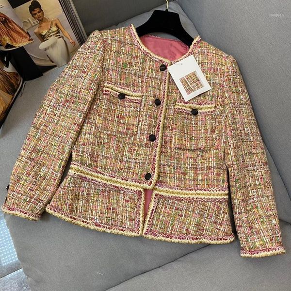 women's jackets fashion fancy yarn tweed jacket women colorful coat o-neck silk liner high-street outerwear lady 2021 autumn, Black;brown
women's jackets fashion fancy yarn tweed jacket women colorful coat o-neck silk liner high-street outerwear lady 2021 autumn, Black;brown