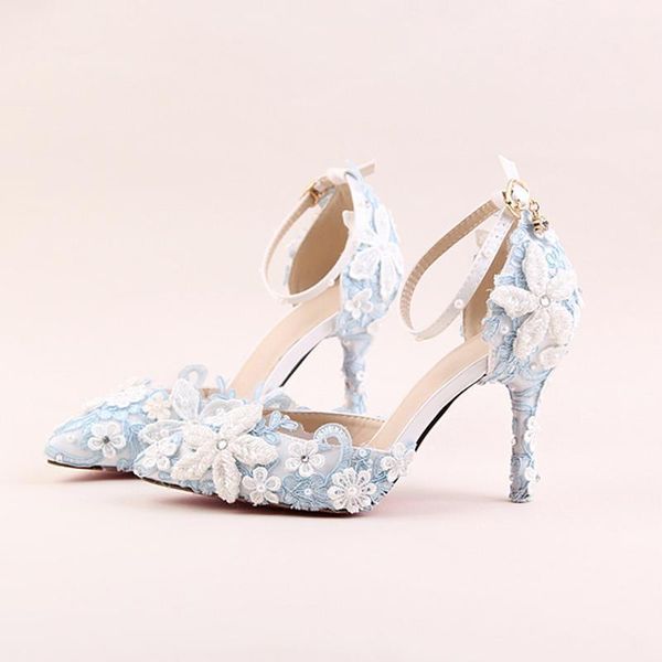 blue lace flower bridal shoes white pearl rhinestone wedding pointed stiletto super high heel dress female sandals1, Black
blue lace flower bridal shoes white pearl rhinestone wedding pointed stiletto super high heel dress female sandals1, Black