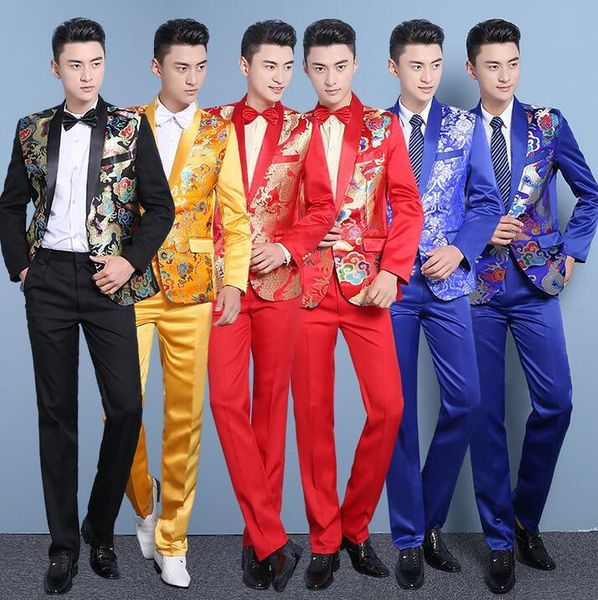 summer singer stage costume homme male embroidery suit men groom wear terno masculino wedding suits for yellow men's & blazers, White;black
summer singer stage costume homme male embroidery suit men groom wear terno masculino wedding suits for yellow men's & blazers, White;black